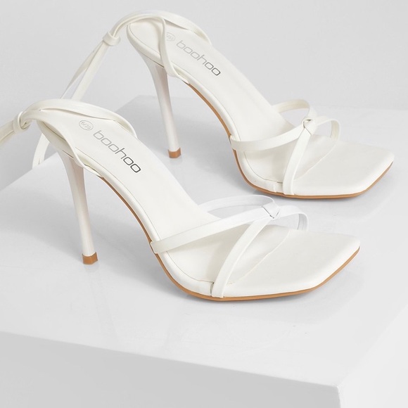 Boohoo white square lace up heels - Picture 2 of 2